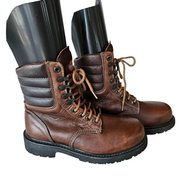 Harley Davidson Boots Mens 6.5M Brown Leather 88414 Motorcycle Biker Safety Work - Picture 2 of 16